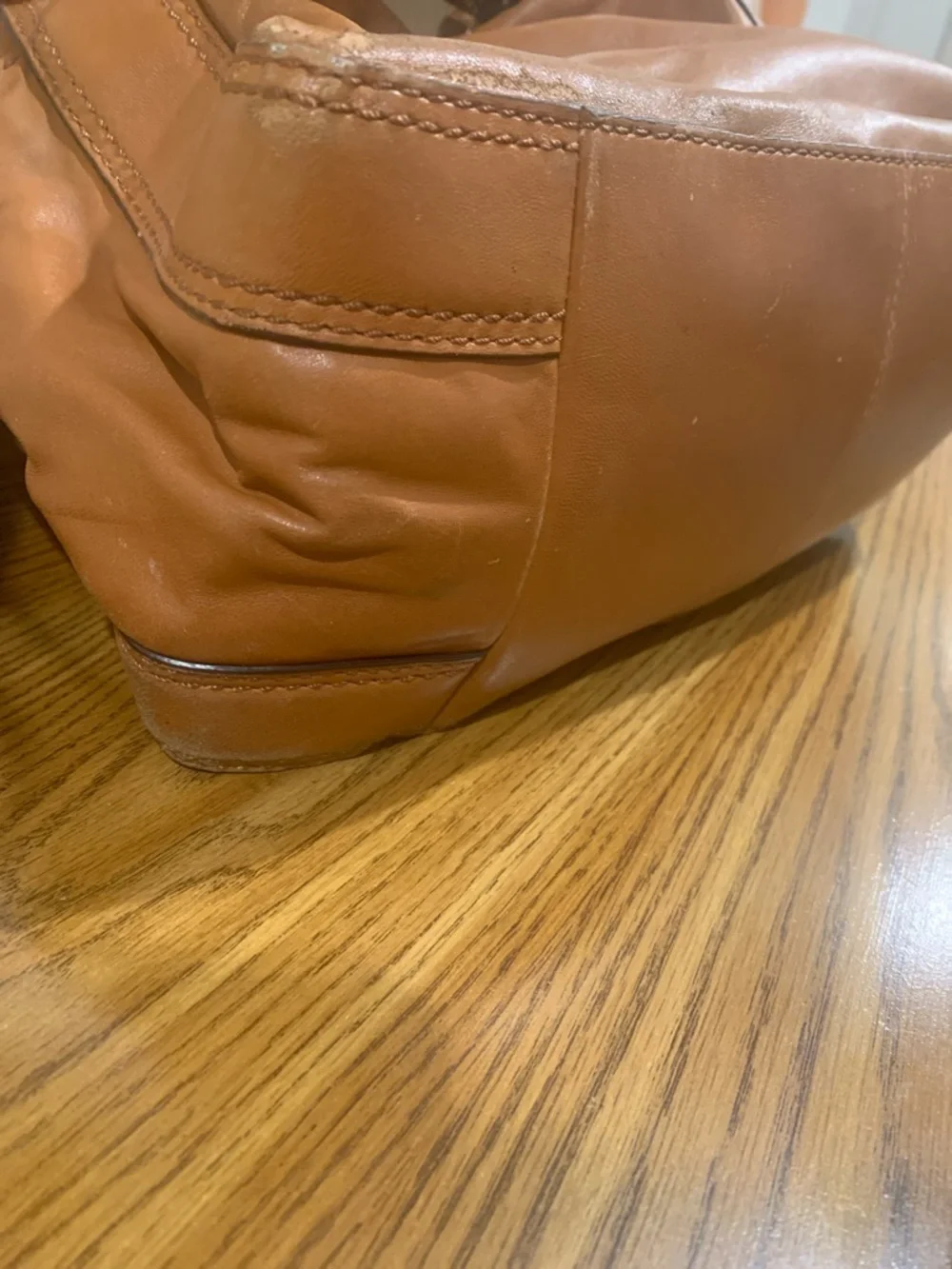 Michael Kors Ludlow Cognac Leather Drawstring Shoulder Bag with Gold Accents - Picture 7 of 16